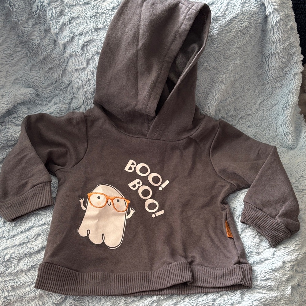 Charcoal Kids Hoodie with Boo Graphic